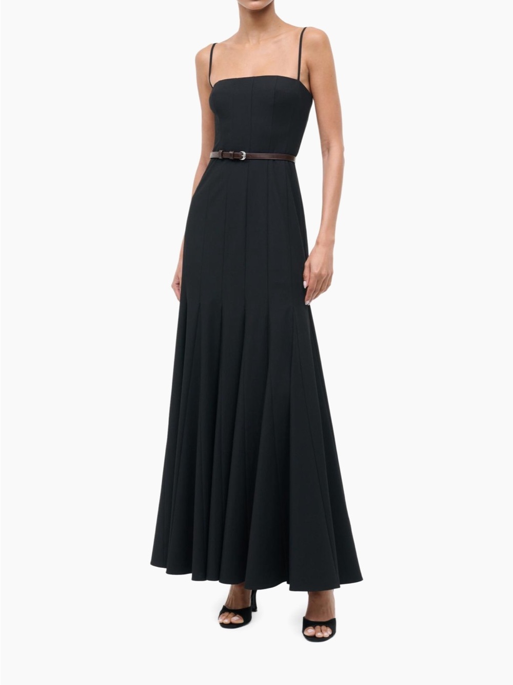 Staud Riya Black Spaghetti-Strap Maxi Dress - Classic Elegant Evening - Picture 2 of 3